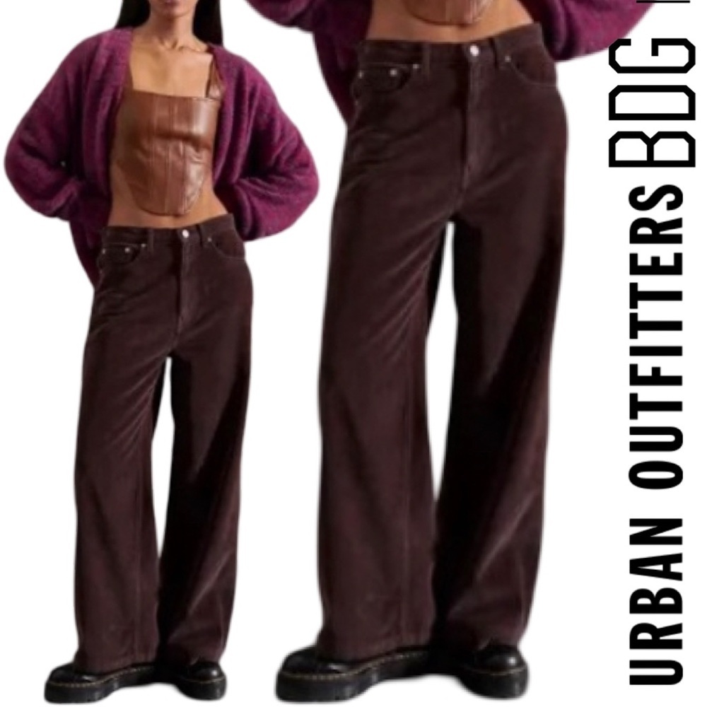 Urban Outfitters BDG Retro High & Wide Corduroy Pant Chocolate Brown Size 30
